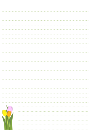 Hojas con renglones ilustrada con tulipanes - modelo f - Marcia Motivos