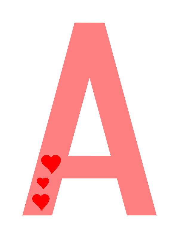 Abecedario decorativo con corazones - Ejemplo letra A