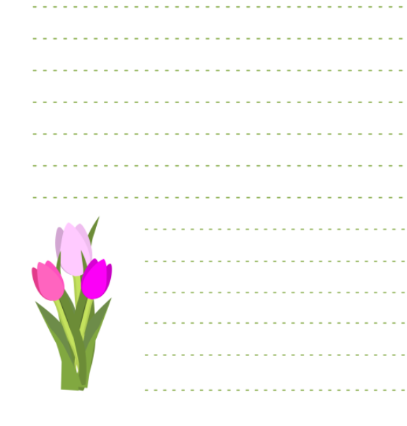 Hojas con renglones ilustrada con tulipanes - detalle - Marcia Motivos