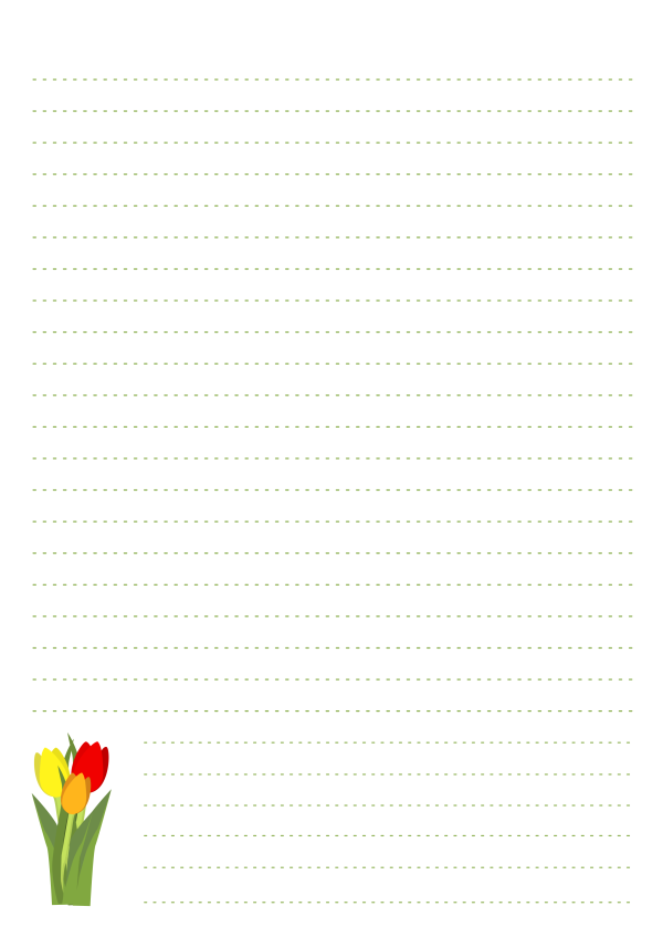 Hojas con renglones ilustradas con tulipanes- PDF A4 para imprimir - Imagen 6