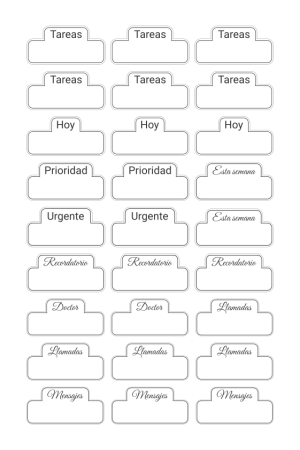 Stickers minimalistas para organización diaria - Impresión y corte - Tamaño A4