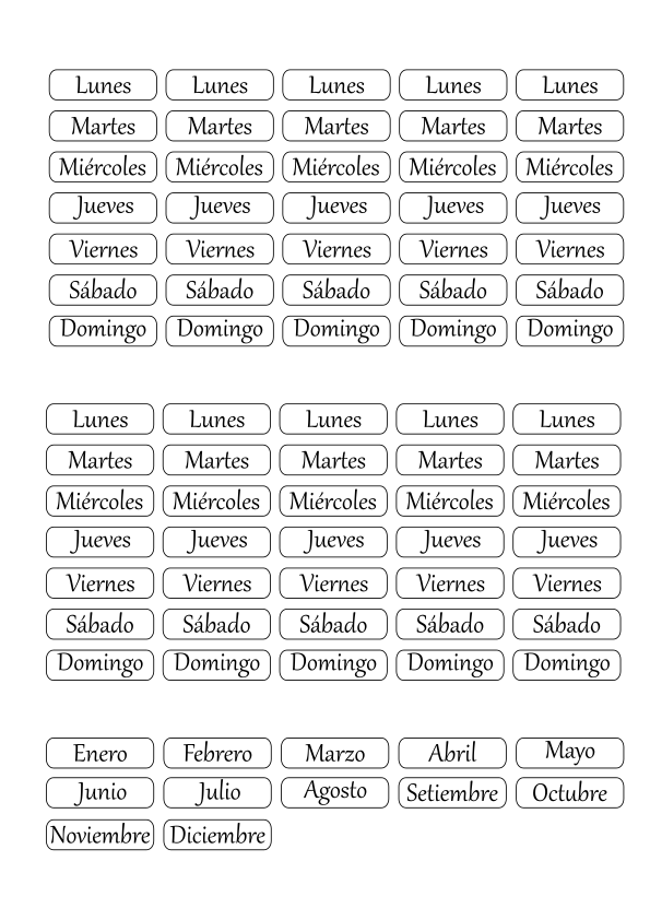 Stickers para agenda días y meses